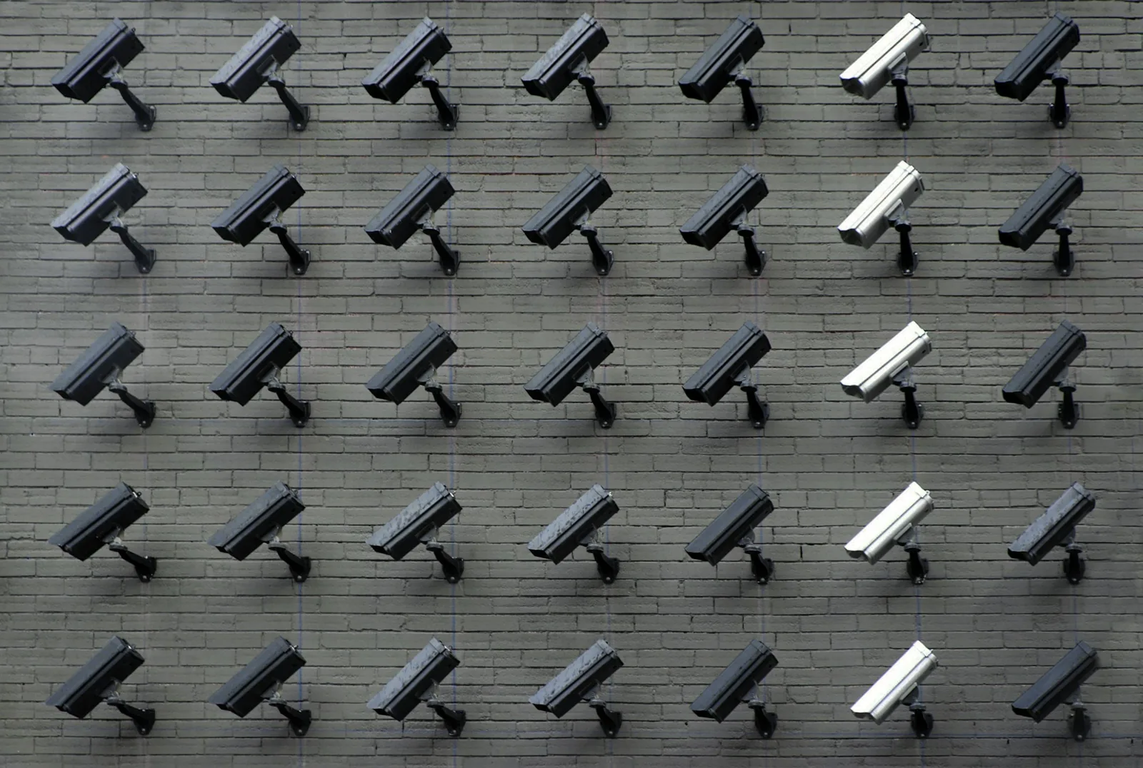 Dome security camera mounted on a building exterior
