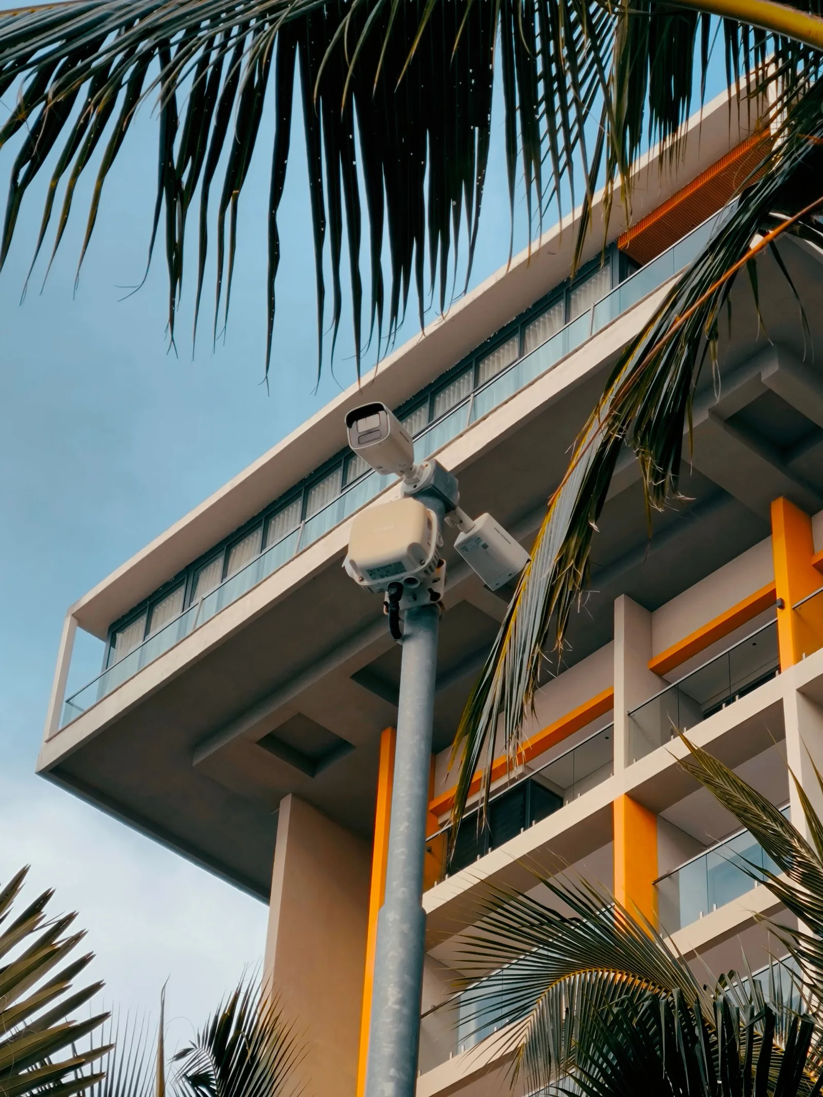 Centurion-style office park building with visible security camera